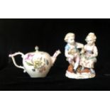 MEISSEN, A 19TH CENTURY TEAPOT Along with group courting couple.