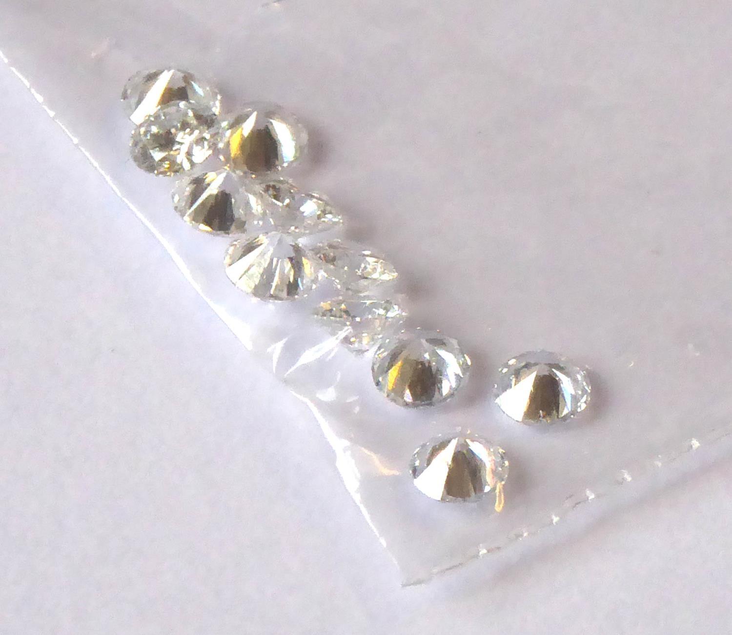 A COLLECTION OF LOOSE ROUND CUT DIAMONDS Comprising ten 3.8mm stones.