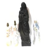 A 20TH CENTURY CARVED WOODEN ECCLESIASTICAL FIGURAL GROUP Madonna and child, together with a