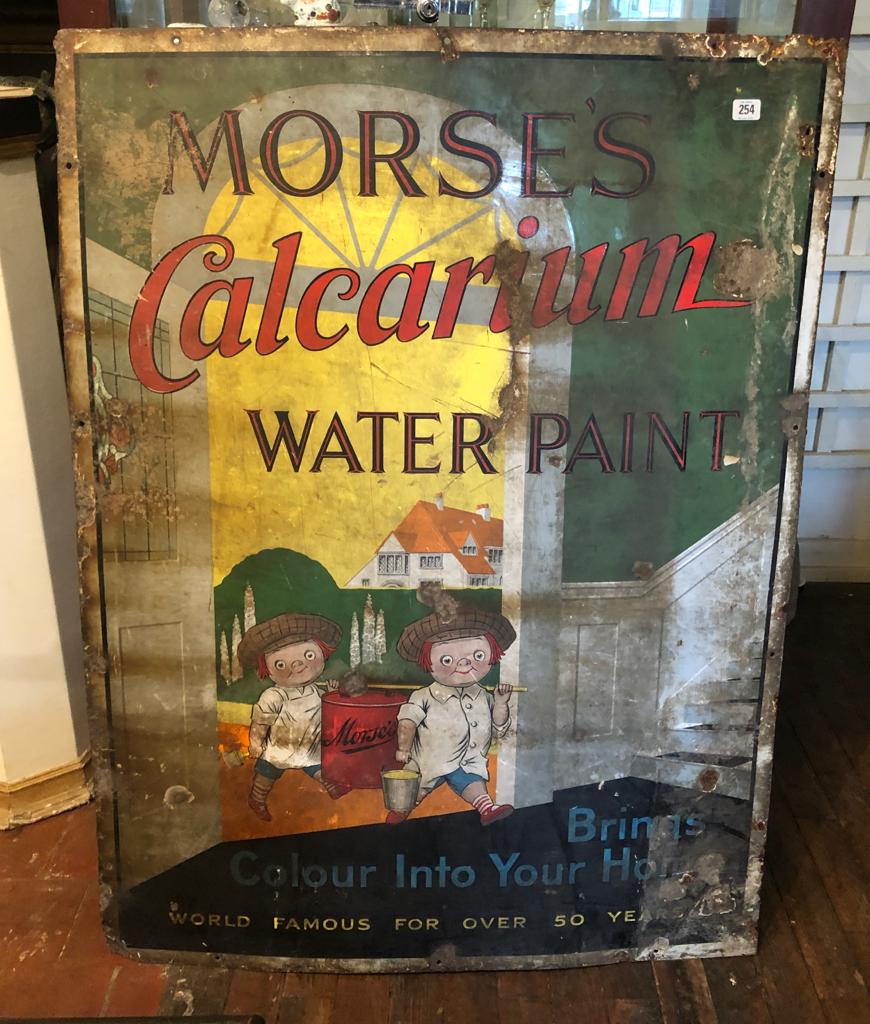 A VERY RARE AND ORIGINAL 'MORSES CALCARIUM WATER PAINT' ENAMELLED ADVERTISING SIGN Possibly the - Image 7 of 16