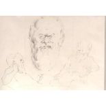 MICHAEL AYRTON, 1921 - 1975, PENCIL, THREE STUDIES ONE PAGE Titled 'Socrates', preparatory