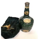 A CHEVAS BROTHERS ROYAL SALUTE SCOTCH WHISKEY 750ML In a Wade green bottle decanter, with original