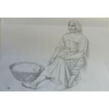 HARRY MORLEY, 1881 - 1943, PENCIL SKETCH Portrait, titled 'Italian Peasant Woman Anticoli