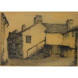 HELEN LAYFIELD, BRADLEY, CHARCOAL View of Hawkshead, mounted, framed and glazed. (27cm x 22cm,