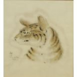 LÉONARD TSUGUHARU FOUJITA, 1886 - 1968, WATERCOLOUR, INK AND PENCIL ON PAPER Portrait of of a wild
