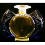 LALIQUE, A BLUE FROSTED AND CLEAR GLASS PERFUME BOTTLE, Titled 'Jour et Nuit', having serine figures