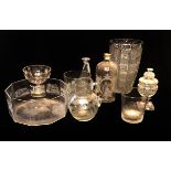 A COLLECTION 19TH CENTURY AND LATER VARIOUS GLASS WARES To include engraved, hobnail cut etc. (