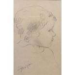 EDMOND SIGRIST, 1874 - 1947, PENCIL SKETCH PORTRAIT Titled 'Head of a Child', bearing Langton