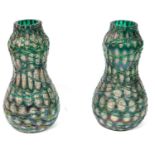 LOETZ, A PAIR OF 19TH CENTURY ART GLASS BALUSTER VASES With iridescent finish. (approx 16cm)