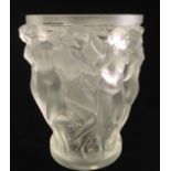 LALIQUE, A BOXED LARGE FROSTED GLASS FIGURAL VASE Titled 'Bacchantes', bearing engraved mark to base