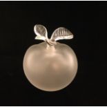 LALIQUE, A BOXED FROSTED GLASS APPLE FORM PERFUME BOTTLE With clear glass stopper, together with