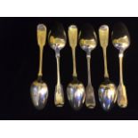 A SET OF SIX VICTORIAN SCOTTISH SILVER TABLESPOONS Fiddle pattern with engraved family crest and