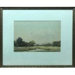 A 20TH CENTURY WATERCOLOUR Landscape, instinctively signed lower right, framed and glazed. (image