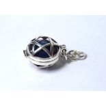 A SILVER AND LAPIS LAZULI MASONIC BALL WATCH FOB Having a five point star and set square, marked .