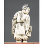 A FINE 19TH CENTURY 'ONO NO TOFU' JAPANESE NETSUKE IVORY CARVING Meiji period, signed. (h 6cm)