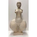 BARBARA TRIBE, FRBS, 1913 - 2000, WHITE PLASER STATUE Voluptuous nude female study, signed and dated