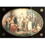 AFTER ANGELIKA KAUFFMAN, A 19TH CENTURY COLOURED PRINT Classical scene, mahogany and parcel gilt