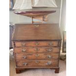 AN 18TH CENTURY GEORGE III PERIOD SOLID CUBAN MAHOGANY FULL FRONT BUREAU The fitted interior above