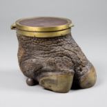 ROWLAND WARD, A LATE 19TH CENTURY TAXIDERMY BLACK RHINOCEROS FOOT CONTAINER The leather top possibly