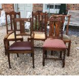 ARTS & CRAFTS, A BEECHWOOD FRAMED OPEN ARMCHAIR Along with for various standard chairs.