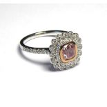 AN 18CT WHITE GOLD RING SET WITH A 1.02CT NATURAL PINK DIAMOND Surrounded by two rows of white