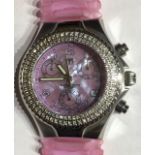 TECHNO MARINE, A STAINLESS STEEL AND DIAMOND LADIES' WRISTWATCH Techno diamond model SWO3387, having