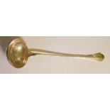 A GEORGIAN SCOTTISH SILVER HANOVERIAN SOUP LADLE Plain form, hallmarked Robert Clark, Edinburgh,