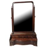 AN 18TH GEORGE III SOLID MAHOGANY SERPENTINE LADIES' DRESSING TABLE MIRROR With original mercury