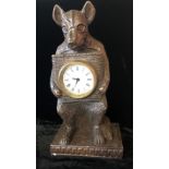 A BLACK FOREST STYLE BEAR FIGURAL CLOCK. (30cm)
