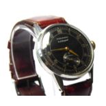 MOVADO SOLIDOGRAF, A VINTAGE STAINLESS STEEL GENTS WRISTWATCH, Black tone dial with Arabic number