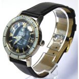 A VINTAGE ZODIAC SEAWOLF GENT'S AUTOMATIC WRISTWATCH Black dial with calendar window, with pale blue