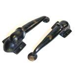 A PAIR OF EARLY 20TH CENTURY INDIAN BRONZE ELEPHANT FORM DOOR HANDLES,ebonised finish with