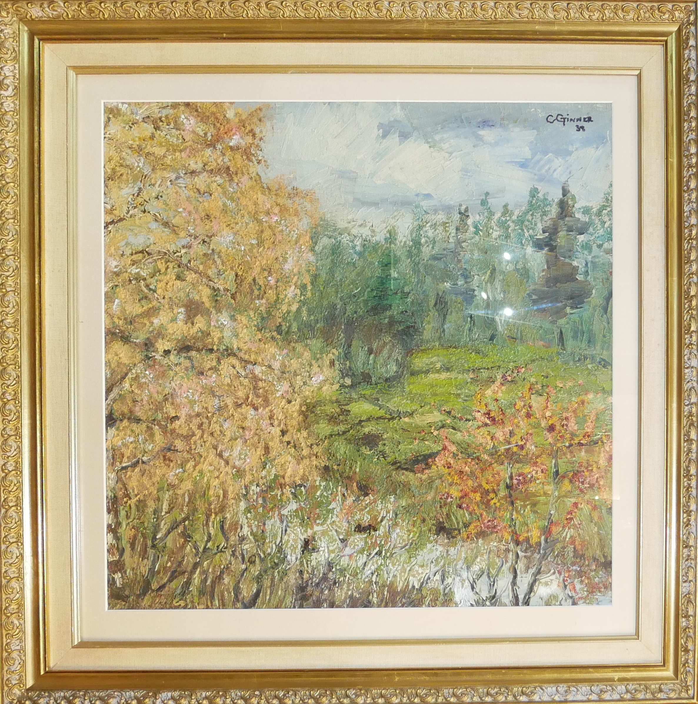 FOLLOWER OF CHARLES GINNER, OIL ON BOARD Landscape view, bearing signature, dated, framed and - Image 2 of 3