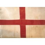 A 19TH CENTURY BRITISH NAVAL FLAG OF ENGLAND Red Cross on white ground, framed and glazed (approx
