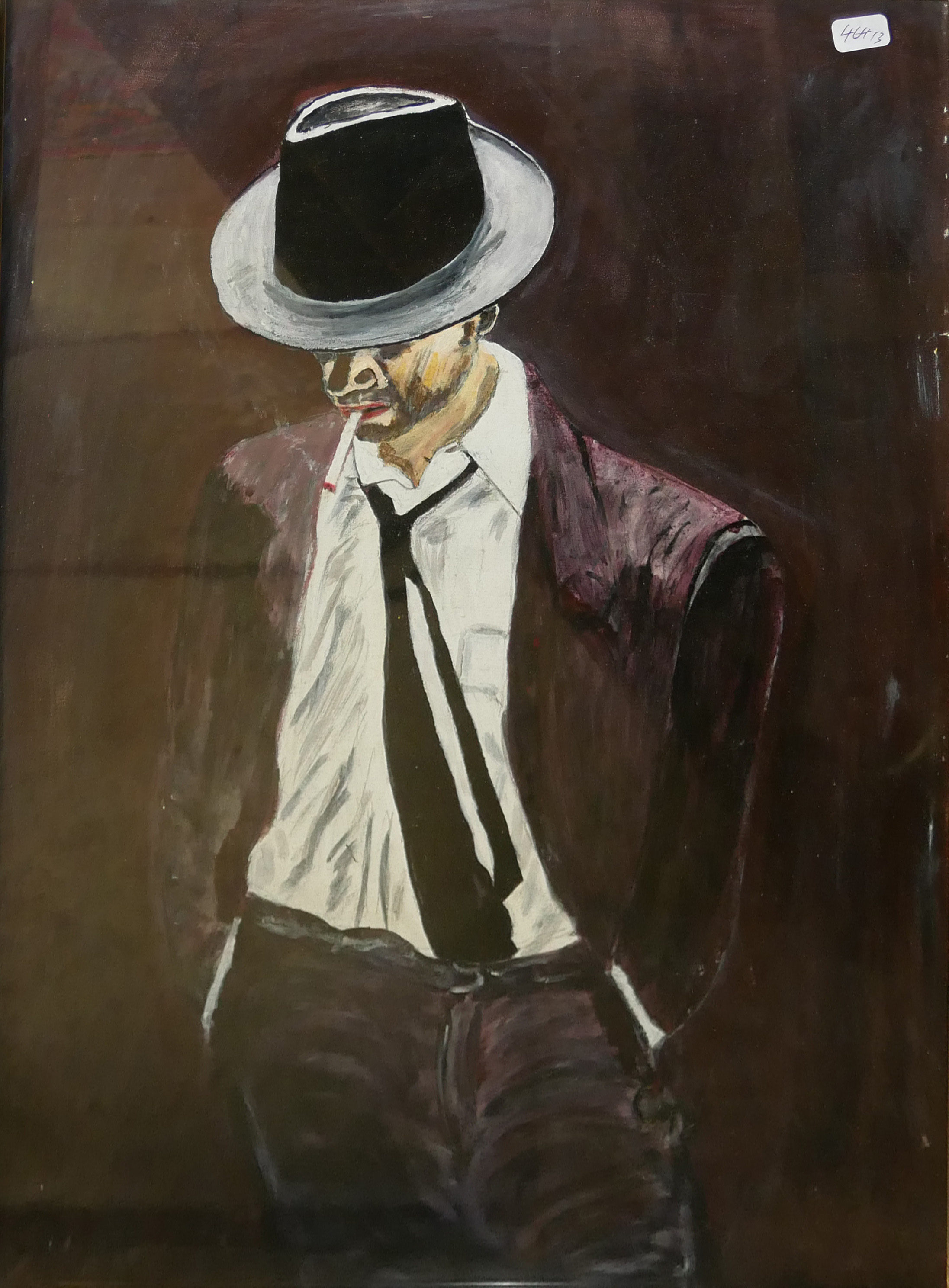 FOLLOWER OF JACK VETTRIANO, ACRYLIC ON BOARD Portrait of a gentleman, together with a large portrait - Image 2 of 4