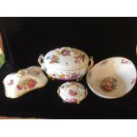 A COLLECTION OF 19TH CENTURY DERBY PORCELAIN DINNER WARE Comprising a large lidded soup tureen