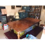 A VICTORIAN MAHOGANY EXTENDING DINING TABLE With three extra leaves, raised on turned faceted