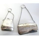 TWO EARLY 20TH CENTURY SILVER OVAL PURSES With engine turned decoration, hallmarked Birmingham, 1918