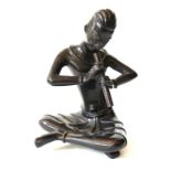 A 20th CENTURY CHINESE BRONZE FIGURE ,a seated musician Approx 22cm.
