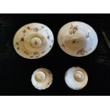 TWO 18TH CENTURY DERBY PORCELAIN TREMBLESE CUPS AND SAUCERS Decorated with floral swags, one