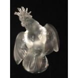 LALIQUE, A LARGE BOXED FROSTED AND CLEAR GLASS COCKATOO Standing pose, bearing engraved mark to