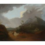 CIRCLE OF THOMAS GAINSBOROUGH, LARGE EARLY 19TH CENTURY OIL ON CANVAS Stormy landscape, with