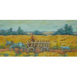 AARAS, 20TH CENTURY CONTINENTAL SCHOOL OIL ON BOARD Colourful landscape, with horse drawn cart,