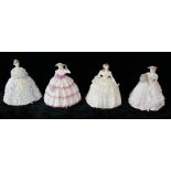 A COLLECTION OF FOUR COALPORT PORCELAIN LIMITED EDITION FIGURES,titled 'Iris','carnation','Rose'