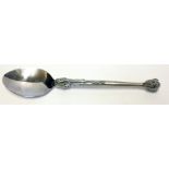 A RARE AND UNUSUAL ART DECO NICKEL PLATED FIGURAL SERVING SPOON A futuristic female head finial with