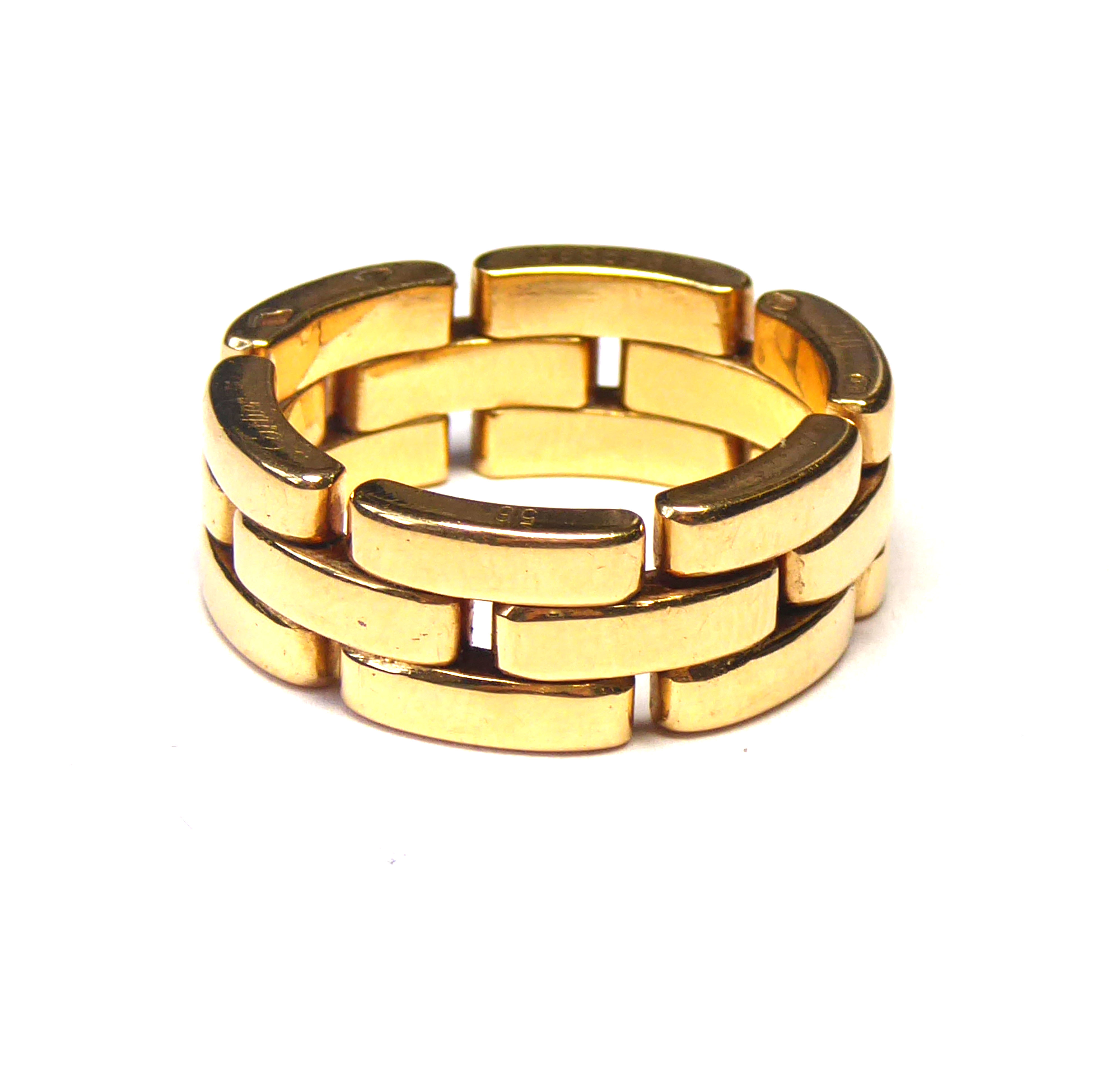 CARTIER, 'MAILLON PANTHÈRE', AN 18CT GOLD GEOMETRIC FORM WEDDING BAND Marked to outer edge (size M/