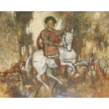SAKSONOV, RUSSIAN, MOSCOW, 1994, LARGE OIL ON CANVAS Saint George mounted on a white horse,