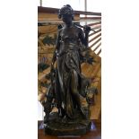 EUGÈNE-ANTOINE AIZELIN, FRENCH, 1821 -1902, BRONZE STATUE Titled 'NYMPHE DE DIANE', signed