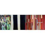 THREE 20TH CENTURY ABSTRACT OILS ON BOARD To include Jazz players, inscribed verso. (largest 70cm