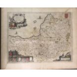 AN 18TH CENTURY HAND COLOURED MAP Titled 'Somertshire, Septentrio', having a figural cartouche and